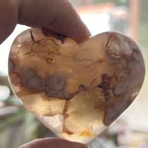 🎄SALE🎄Flower Agate Crystal Heart Carving!
